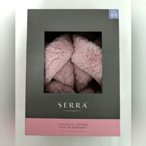 Pink Ladies Slippers and Headband / Size 9-10
